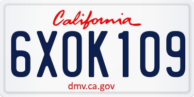 CA license plate 6XOK109