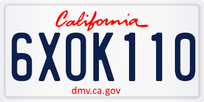 CA license plate 6XOK110