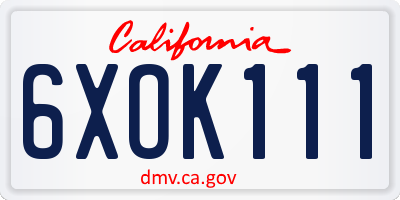CA license plate 6XOK111
