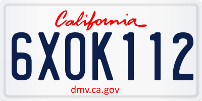 CA license plate 6XOK112