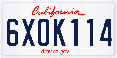 CA license plate 6XOK114