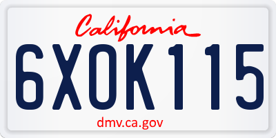 CA license plate 6XOK115