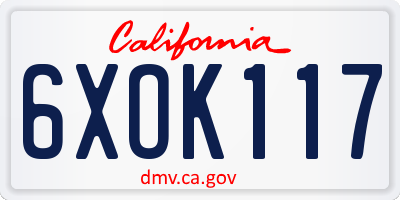 CA license plate 6XOK117