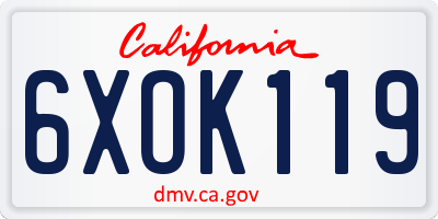 CA license plate 6XOK119