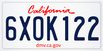 CA license plate 6XOK122