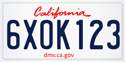 CA license plate 6XOK123