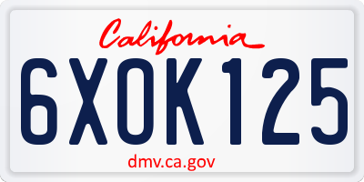 CA license plate 6XOK125