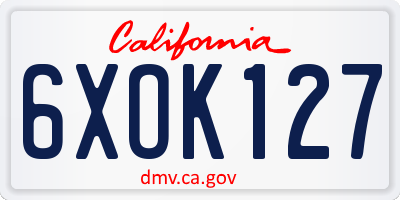 CA license plate 6XOK127