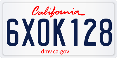 CA license plate 6XOK128