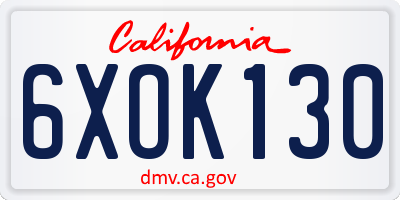 CA license plate 6XOK130