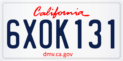 CA license plate 6XOK131