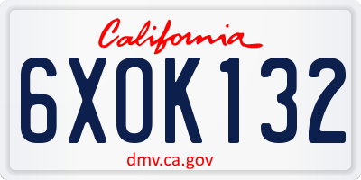 CA license plate 6XOK132