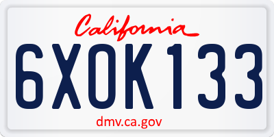 CA license plate 6XOK133