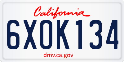 CA license plate 6XOK134