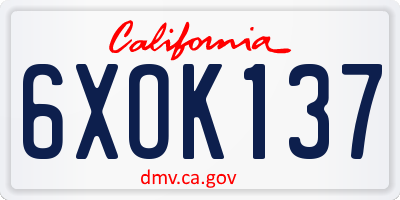 CA license plate 6XOK137