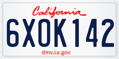 CA license plate 6XOK142