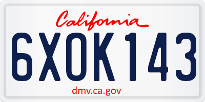 CA license plate 6XOK143