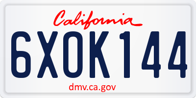 CA license plate 6XOK144