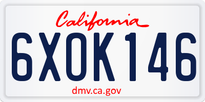 CA license plate 6XOK146