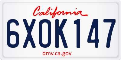 CA license plate 6XOK147