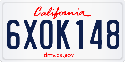 CA license plate 6XOK148