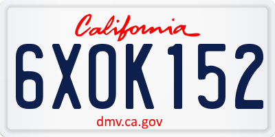 CA license plate 6XOK152