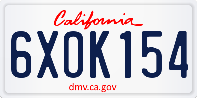 CA license plate 6XOK154