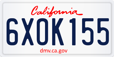CA license plate 6XOK155