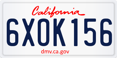 CA license plate 6XOK156