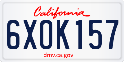 CA license plate 6XOK157