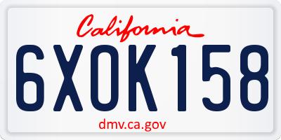CA license plate 6XOK158