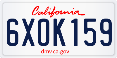 CA license plate 6XOK159