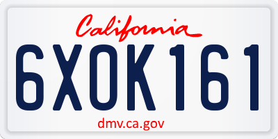 CA license plate 6XOK161