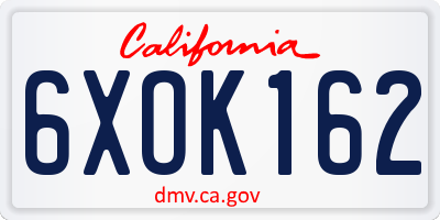 CA license plate 6XOK162