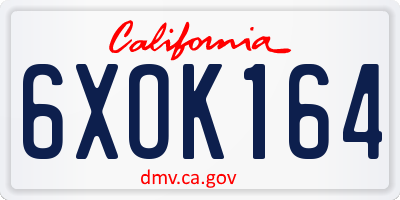 CA license plate 6XOK164