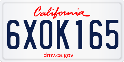 CA license plate 6XOK165