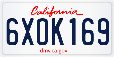 CA license plate 6XOK169