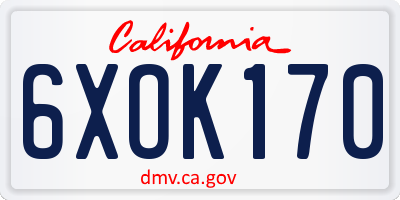CA license plate 6XOK170