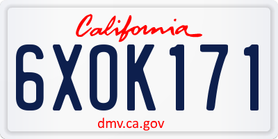 CA license plate 6XOK171
