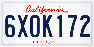 CA license plate 6XOK172