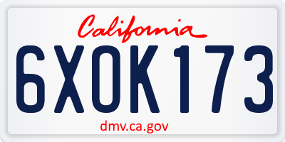 CA license plate 6XOK173