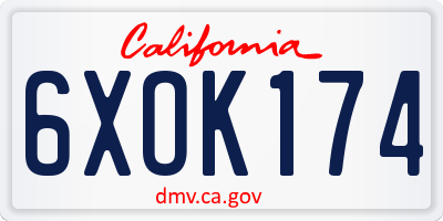 CA license plate 6XOK174