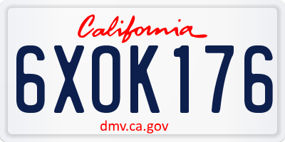 CA license plate 6XOK176