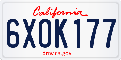 CA license plate 6XOK177