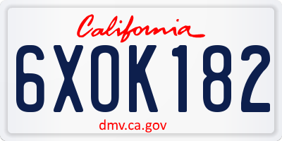 CA license plate 6XOK182