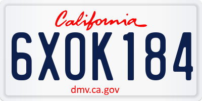 CA license plate 6XOK184