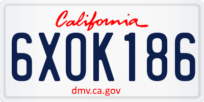 CA license plate 6XOK186