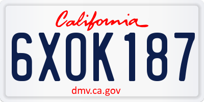 CA license plate 6XOK187