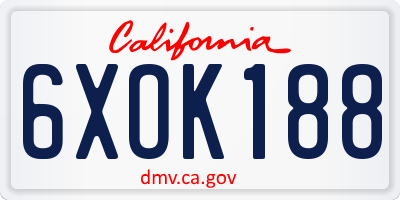 CA license plate 6XOK188