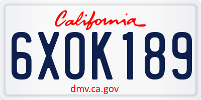 CA license plate 6XOK189